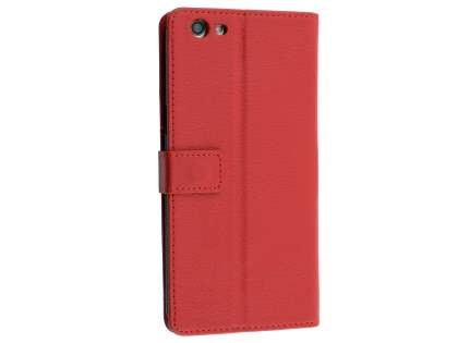 Slim Synthetic Leather Wallet Case with Stand for Oppo A77 (2017) - Red Leather Wallet Case