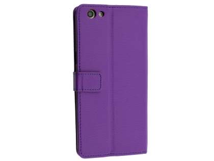 Slim Synthetic Leather Wallet Case with Stand for Oppo A77 (2017) - Purple Leather Wallet Case