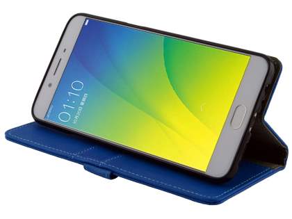 Slim Synthetic Leather Wallet Case with Stand for Oppo A77 (2017) - Blue
