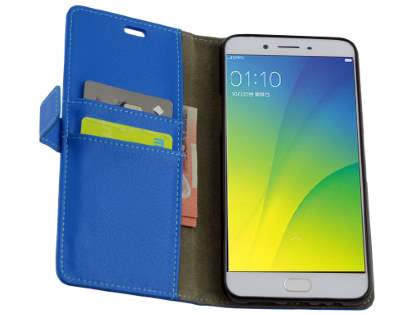 Slim Synthetic Leather Wallet Case with Stand for Oppo A77 (2017) - Blue