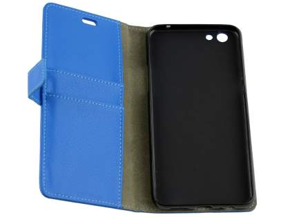 Slim Synthetic Leather Wallet Case with Stand for Oppo A77 (2017) - Blue