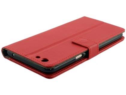 Slim Synthetic Leather Wallet Case with Stand for Oppo A77 (2017) - Red