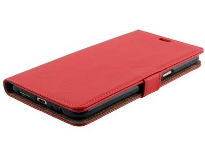 Slim Synthetic Leather Wallet Case with Stand for Oppo A77 (2017) - Red