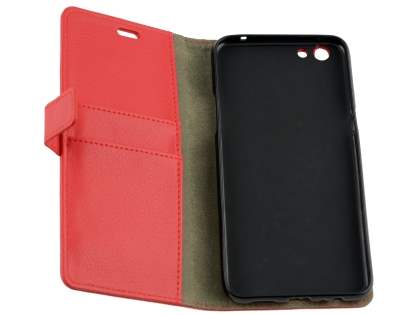 Slim Synthetic Leather Wallet Case with Stand for Oppo A77 (2017) - Red