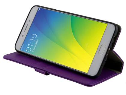 Slim Synthetic Leather Wallet Case with Stand for Oppo A77 (2017) - Purple