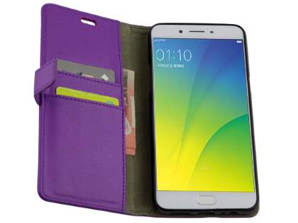 Slim Synthetic Leather Wallet Case with Stand for Oppo A77 (2017) - Purple