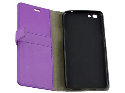 Slim Synthetic Leather Wallet Case with Stand for Oppo A77 (2017) - Purple