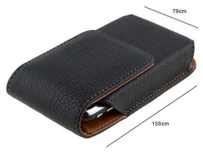 Textured Synthetic Leather Vertical Belt Pouch - Mobile Only
