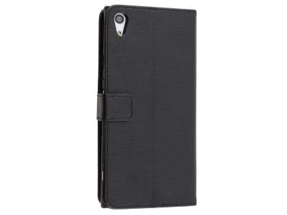 Slim Synthetic Leather Wallet Case with Stand for Sony Xperia XA1 Ultra - Classic Black Leather Wallet Case
