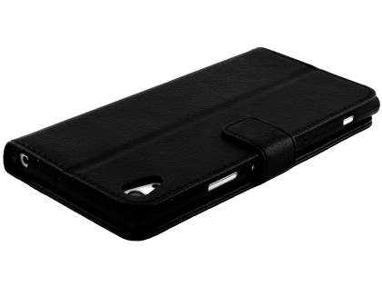 Slim Synthetic Leather Wallet Case with Stand for Sony Xperia XA1 Ultra - Classic Black