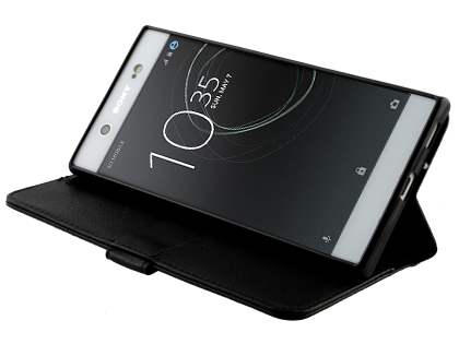 Slim Synthetic Leather Wallet Case with Stand for Sony Xperia XA1 Ultra - Classic Black