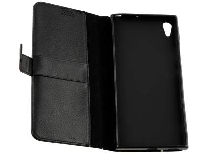 Slim Synthetic Leather Wallet Case with Stand for Sony Xperia XA1 Ultra - Classic Black