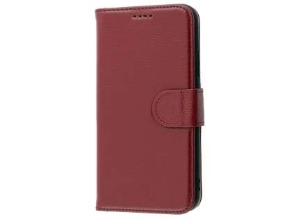 Premium Leather Wallet Case with Stand for Apple iPhone Xs/X - Rosewood