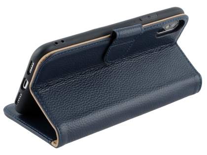 Premium Leather Wallet Case with Stand for Apple iPhone Xs/X - Midnight Blue