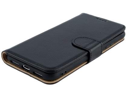 Premium Leather Wallet Case with Stand for Apple iPhone Xs/X - Black