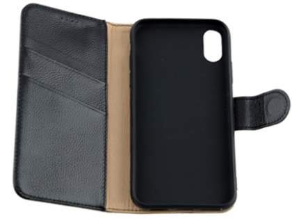 Premium Leather Wallet Case with Stand for Apple iPhone Xs/X - Black