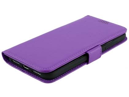 Synthetic Leather Wallet Case with Stand for Apple iPhone Xs/X - Purple