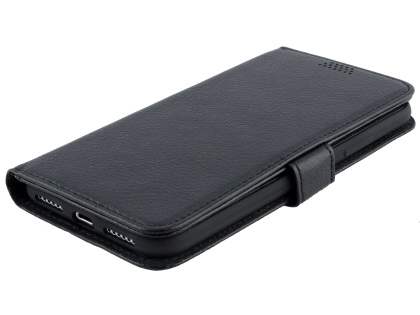 Synthetic Leather Wallet Case with Stand for Apple iPhone Xs/X - Black