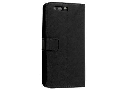 Synthetic Leather Wallet Case with Stand for Huawei P10 Plus - Classic Black Leather Wallet Case