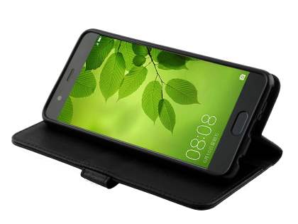 Synthetic Leather Wallet Case with Stand for Huawei P10 Plus - Classic Black
