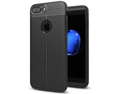 Leather Look Gel Case for iPhone 8 Plus/7 Plus - Black Soft Cover