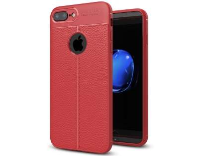 Leather Look Gel Case for iPhone 8 Plus/7 Plus - Fluorescent Coral Soft Cover