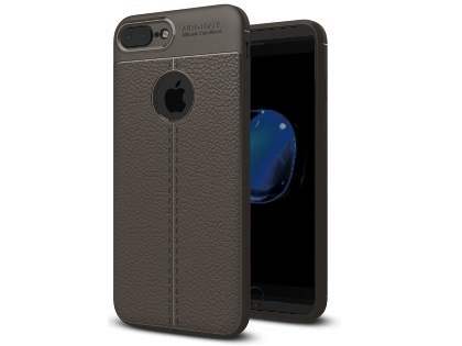 Leather Look Gel Case for iPhone 8 Plus/7 Plus - Dark Grey Soft Cover