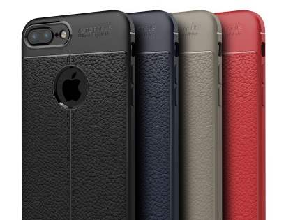 Leather Look Gel Case for iPhone 8 Plus/7 Plus - Dark Grey