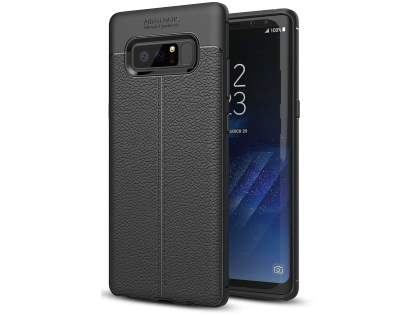 Leather Look Gel Case for Samsung Galaxy Note8 - Black Soft Cover