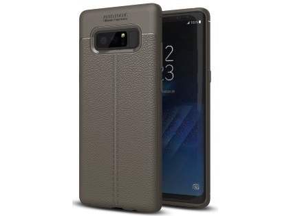 Leather Look Gel Case for Samsung Galaxy Note8 - Dark Grey Soft Cover