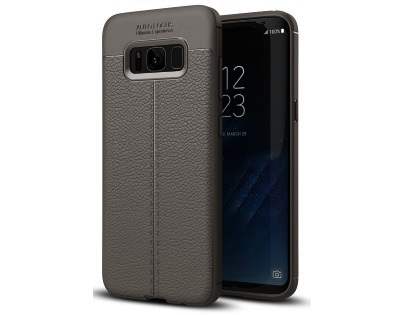 Leather Look Gel Case for Samsung Galaxy S8+ - Dark Grey Soft Cover