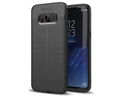Leather Look Gel Case for Samsung Galaxy S8+ - Black Soft Cover