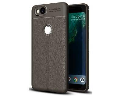 Leather Look Gel Case for Google Pixel 2 - Dark Grey Soft Cover