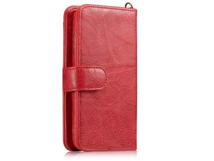 2-in-1 Synthetic Leather Wallet Case for iPhone 8/7 - Red