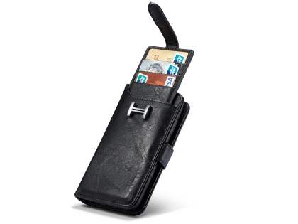 2-in-1 Synthetic Leather Wallet Case for iPhone 8 Plus/7 Plus - Black