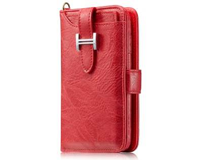 2-in-1 Synthetic Leather Wallet Case for iPhone 8 Plus/7 Plus - Red