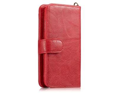 2-in-1 Synthetic Leather Wallet Case for iPhone 8 Plus/7 Plus - Red
