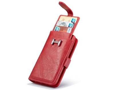 2-in-1 Synthetic Leather Wallet Case for iPhone 8 Plus/7 Plus - Red