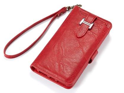2-in-1 Synthetic Leather Wallet Case for iPhone 8 Plus/7 Plus - Red