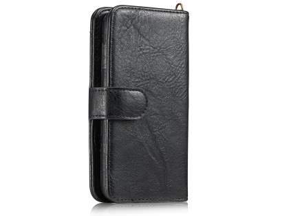 2-in-1 Synthetic Leather Wallet Case for iPhone Xs/X - Black