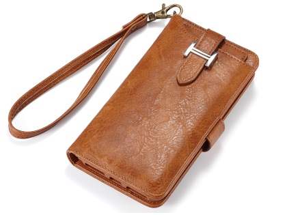2-in-1 Synthetic Leather Wallet Case for iPhone Xs/X - Brown
