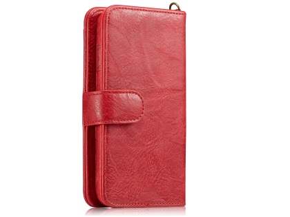 2-in-1 Synthetic Leather Wallet Case for iPhone Xs/X - Red