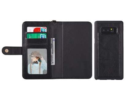 2-in-1 Synthetic Leather Wallet Case for Samsung Galaxy Note8 - Black
