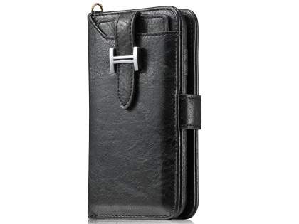 2-in-1 Synthetic Leather Wallet Case for Samsung Galaxy S8+ - Black Leather Wallet Case