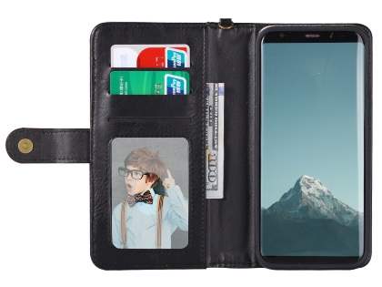 2-in-1 Synthetic Leather Wallet Case for Samsung Galaxy S8+ - Black