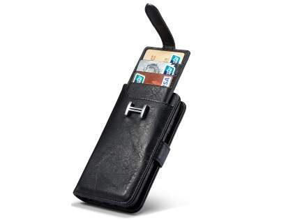 2-in-1 Synthetic Leather Wallet Case for Samsung Galaxy S8+ - Black
