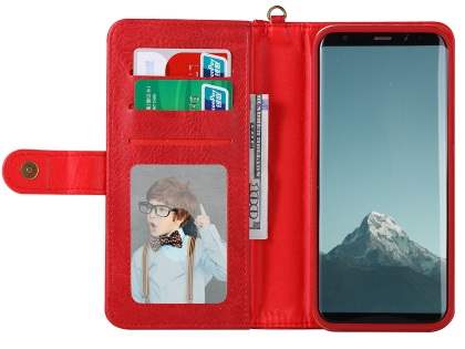 2-in-1 Synthetic Leather Wallet Case for Samsung Galaxy S8+ - Red