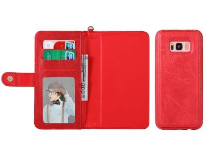 2-in-1 Synthetic Leather Wallet Case for Samsung Galaxy S8+ - Red