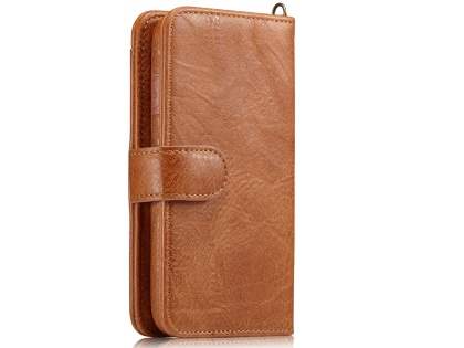 2-in-1 Synthetic Leather Wallet Case for Samsung Galaxy S8+ - Brown