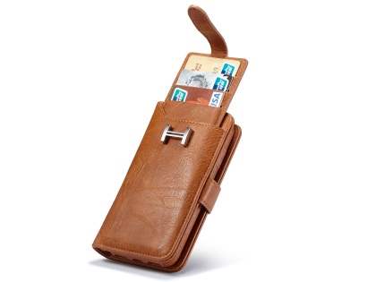 2-in-1 Synthetic Leather Wallet Case for Samsung Galaxy S8+ - Brown